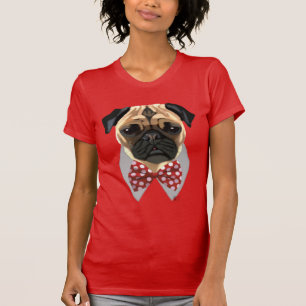 Pug with Red and White Spotty Bow Tie T-Shirt