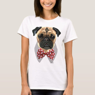 Pug with Red and White Spotty Bow Tie T-Shirt