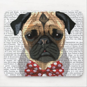 Pug with Red Spotted Bow Tie Mouse Pad