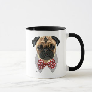 Pug with Red Spotted Bow Tie Mug