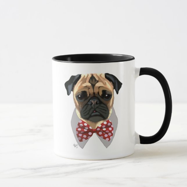 Pug with Red Spotted Bow Tie Mug (Right)