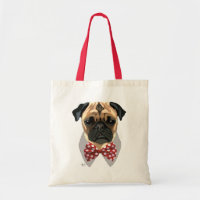 Pug with Red Spotted Bow Tie