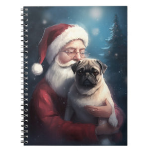 Pug With Santa Claus Festive Christmas Notebook