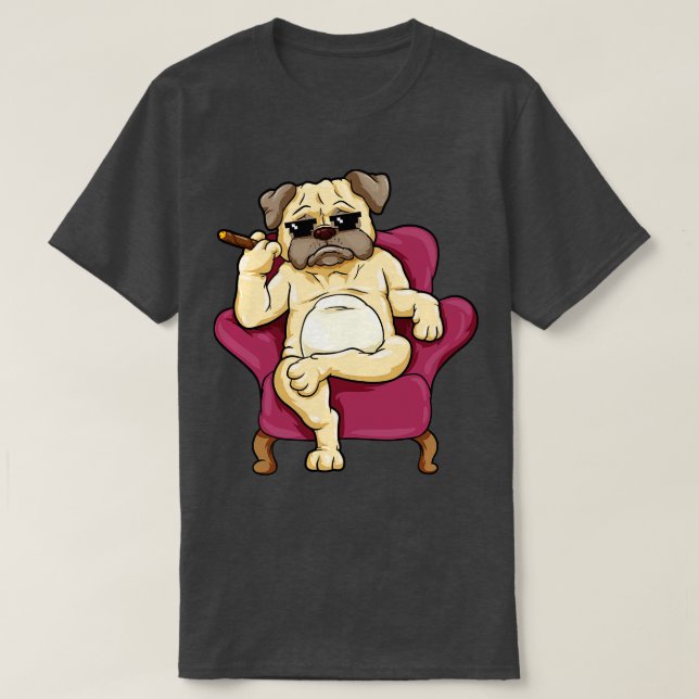 Pug with sunglasses and cigar T-Shirt (Design Front)