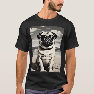 Pug with sunglasses on the beach T-Shirt