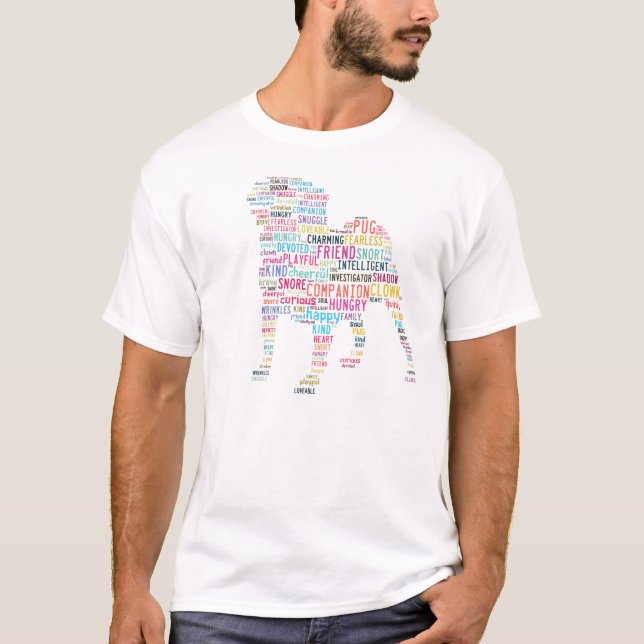 Pug Word Cloud Tee (multi) (Front)