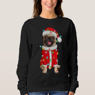 Pug Xmas Lighting Santa Hat Pug Christmas Sweatshirt