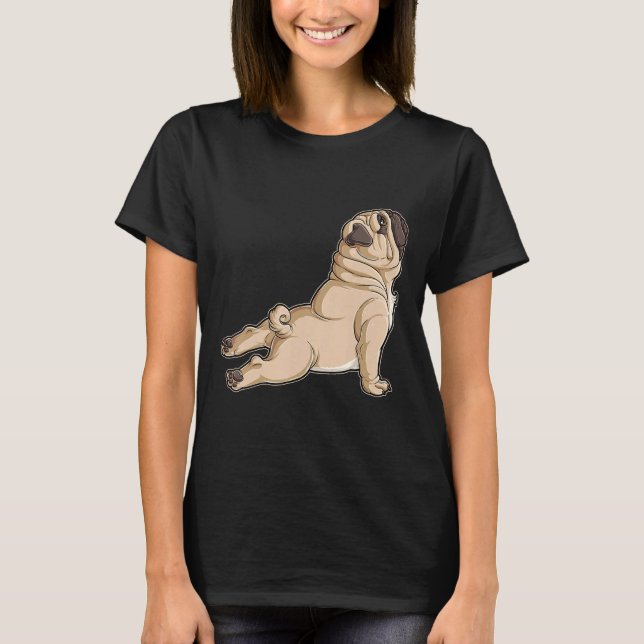 Pug Yoga Men Women Dog Lovers Puppy Funny Pose Gif T-Shirt (Front)