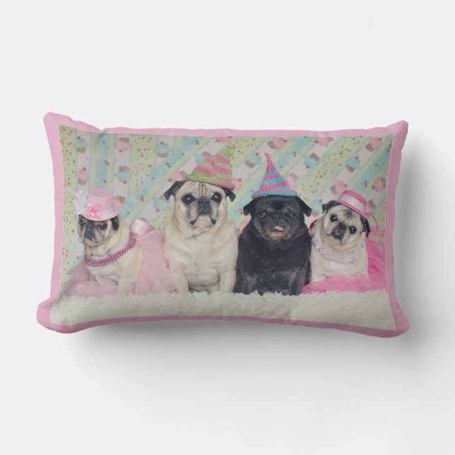 Pugalicious Pink Pug Pillow (Front)