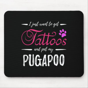 Pugapoo Dog Lover Tattoo Funny Dog Mum Gift Idea Mouse Pad