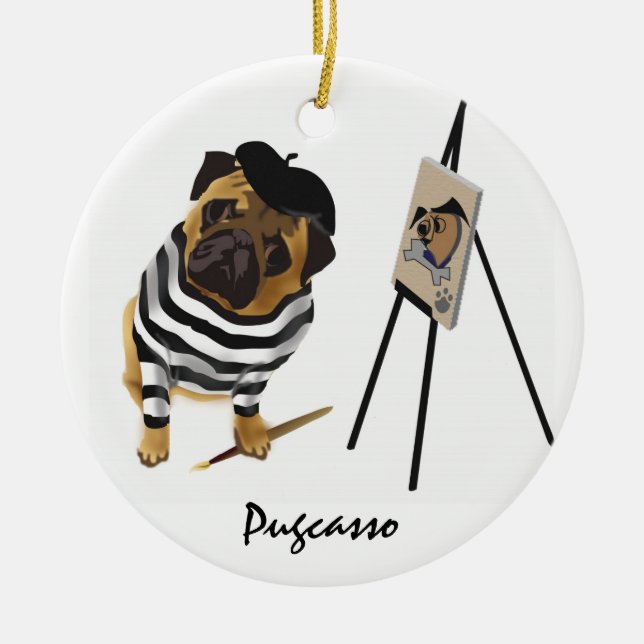 Pugcasso Ornament (Front)