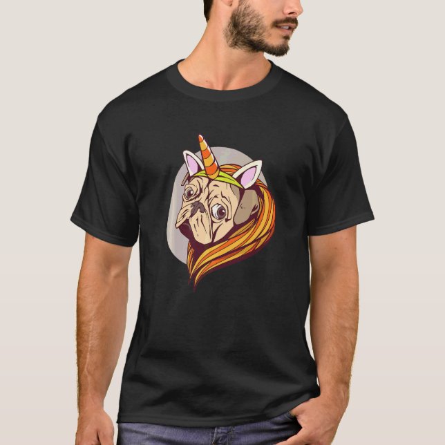Pugcorn Unicorn Pug Funny Dog T-Shirt (Front)