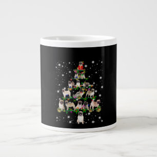 Pugdog Christmas Tree Covered By Flashlight Large Coffee Mug