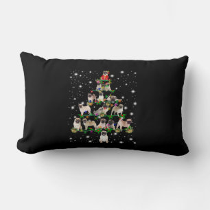 Pugdog Christmas Tree Covered By Flashlight Lumbar Cushion