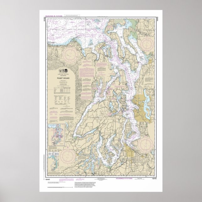 Puget Sound Nautical Chart 18440 (Front)