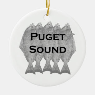 Puget Sound Pacific Halibut Ceramic Tree Decoration