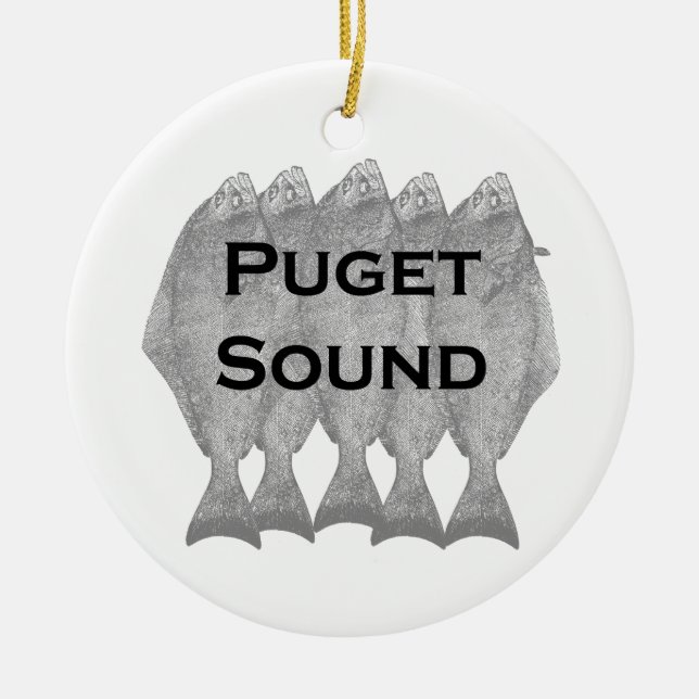 Puget Sound Pacific Halibut Ceramic Tree Decoration (Front)