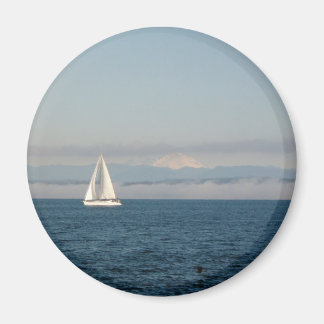 Puget Sound Sailboat and Mountain Range Magnet