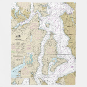Puget Sound Shilshole Bay to Commencement Bay Fleece Blanket