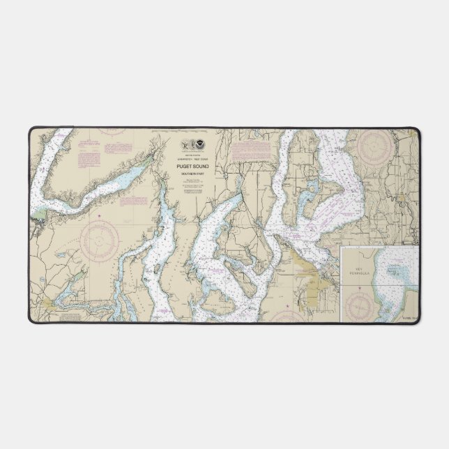 Puget Sound Southern Part Nautical Chart 18448 Desk Mat (Front)