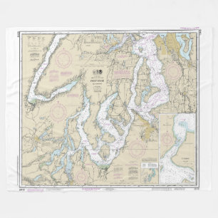 Puget Sound Southern Part Nautical Chart 18448 Fleece Blanket