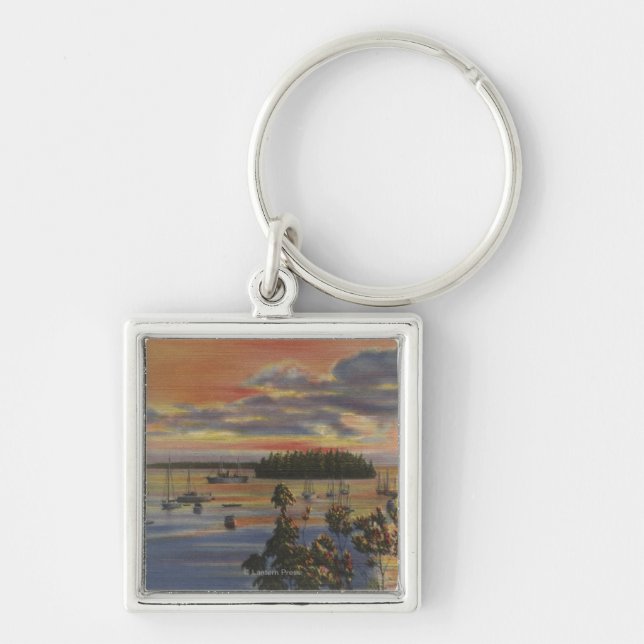 Puget Sound, WA - Yacht Club Moorings at Sunset Key Ring (Front)