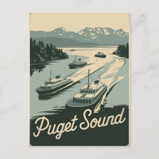 Puget Sound Washington Vintage Postcard (Front)