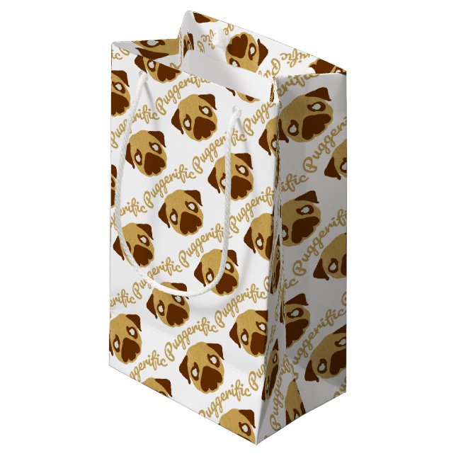 Puggerific Pug Pun Small Gift Bag (Front Angled)