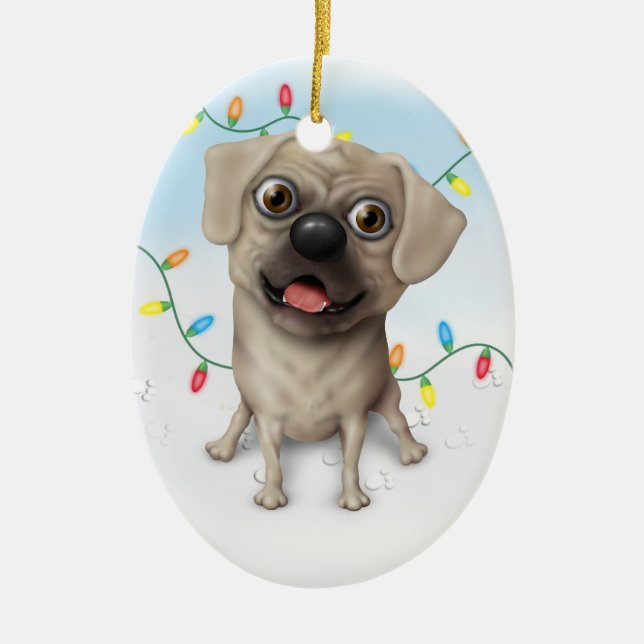 Puggle 2 - Christmas Ornament (Front)
