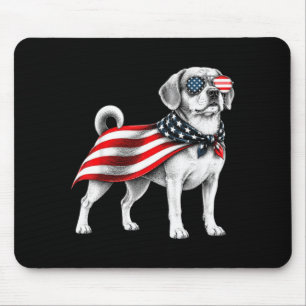 Puggle 4th Of July Us Aamerican Flag Dog Patriotic Mouse Pad