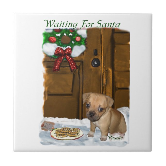 Puggle Christmas Ceramic Tile (Front)