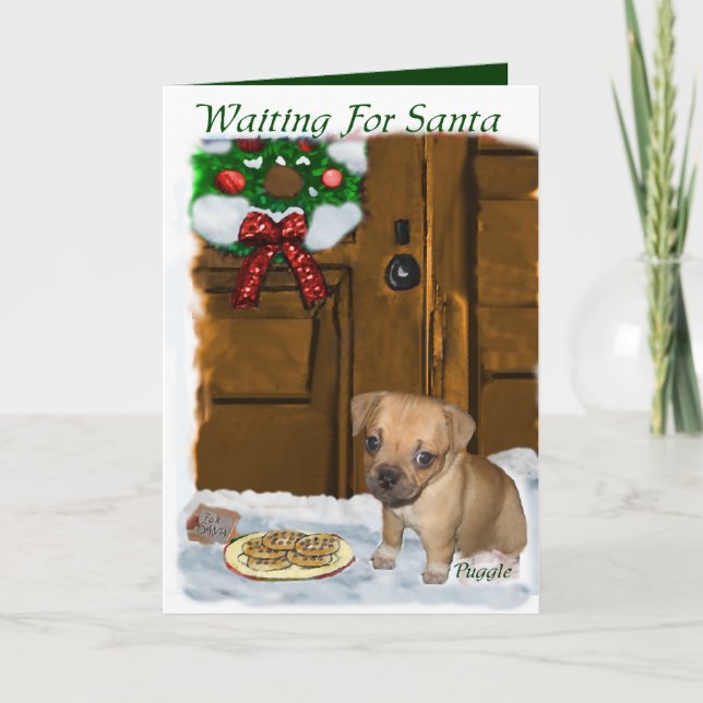 Puggle Christmas Gifts Holiday Card (Front)