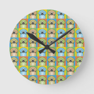Puggle Dog Cartoon Pop-Art Round Clock