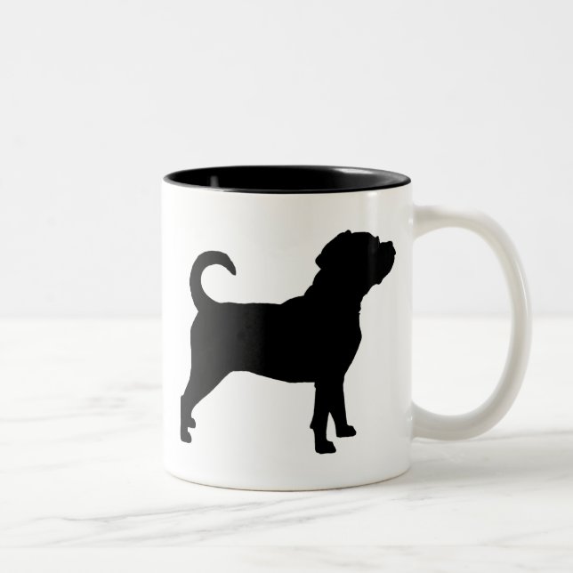 Puggle Dog Silhouette Two-Tone Coffee Mug (Right)