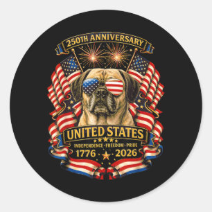 Puggle Dog Usa Independence 1776 2026 Patriotic Classic Round Sticker