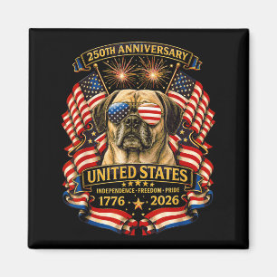 Puggle Dog Usa Independence 1776 2026 Patriotic Magnet