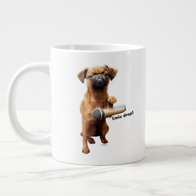 Puggle Mic Drop Large Coffee Mug (Left)
