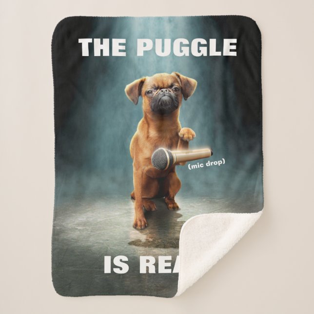Puggle Mic Drop Sherpa Blanket (Front)