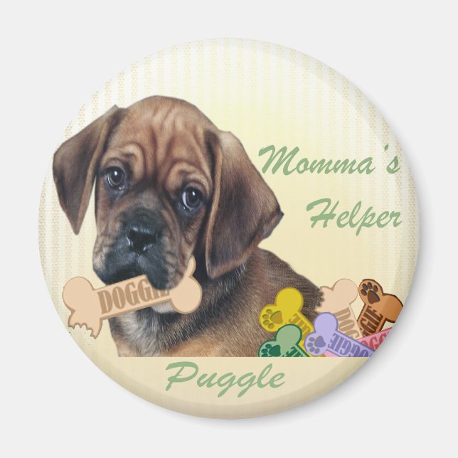 Puggle Momma's helper magnet (Front)