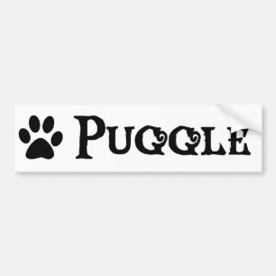 Puggle (pirate style w/ pawprint) bumper sticker