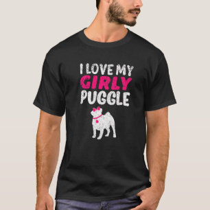 Puggle Pug Beagle Girl Dog Girly Gender Reveal Cut T-Shirt