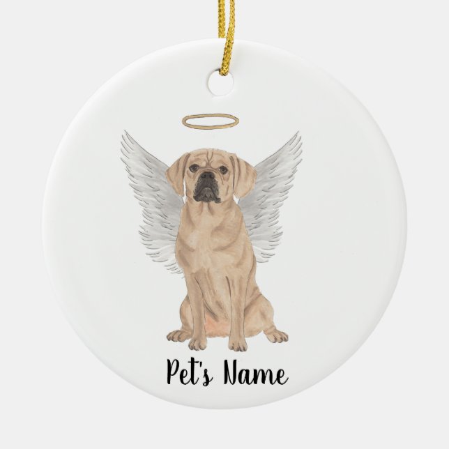 Puggle Sympathy Memorial Ceramic Ornament (Front)