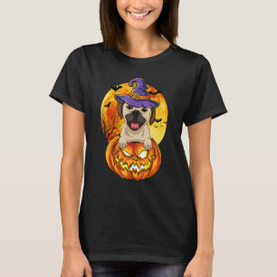Puggle Witch Pumpkin Halloween Dog T-Shirt