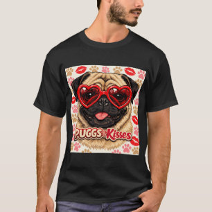 Puggs And Kisses Funny Pug Dog Valentines Day Pupp T-Shirt
