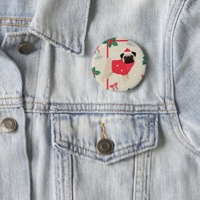 Puggy Christmas Button (In Situ)