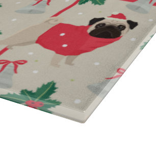 Puggy Christmas Glass Cutting Board