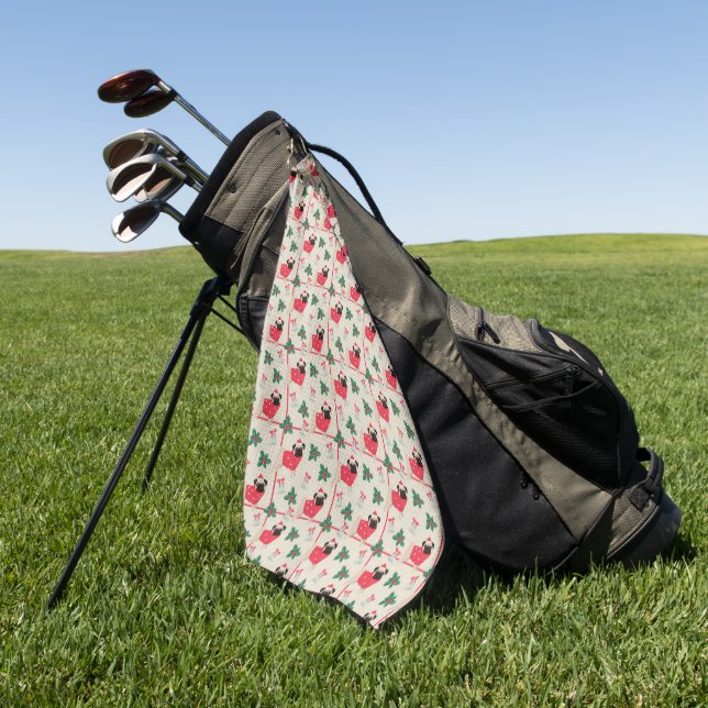 Puggy Christmas Golf Towel (Green)