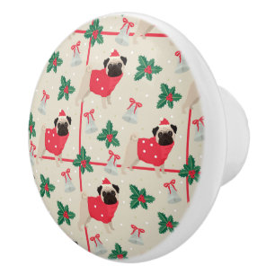 Puggy Christmas Knob