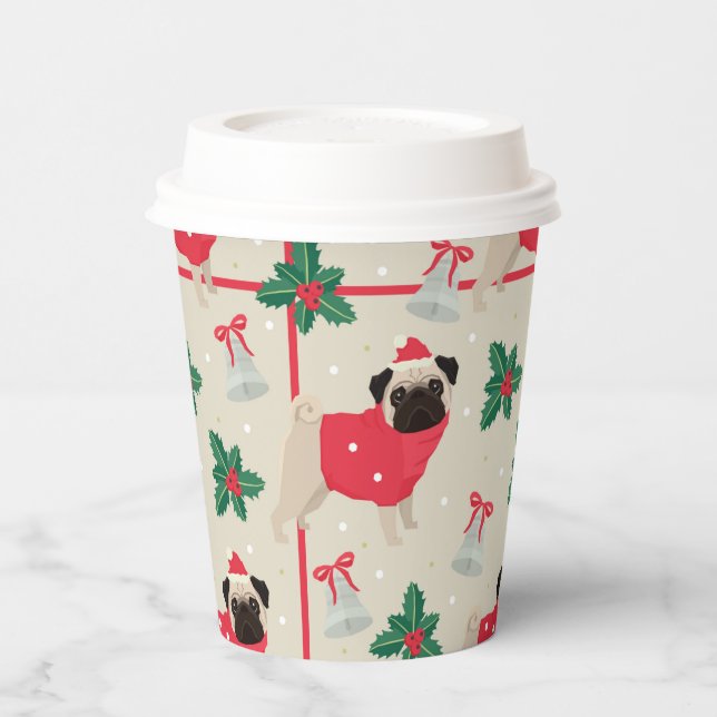 Puggy Christmas Paper Cups (Left)