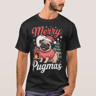 Puggy Christmas Pug Costume Pug Santa Merry Pugmas T-Shirt